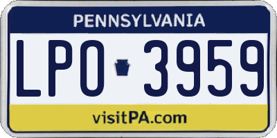 PA license plate LPO3959