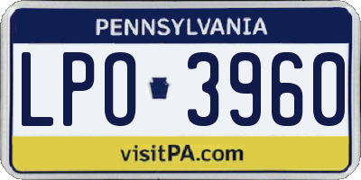 PA license plate LPO3960