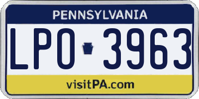 PA license plate LPO3963