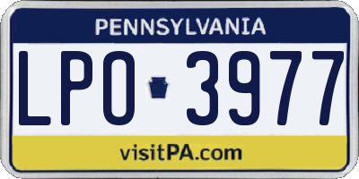 PA license plate LPO3977