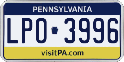 PA license plate LPO3996