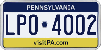 PA license plate LPO4002