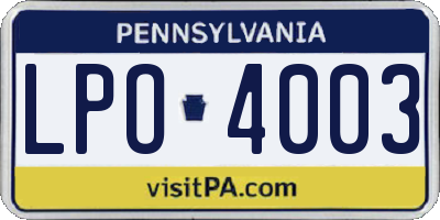 PA license plate LPO4003