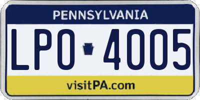 PA license plate LPO4005