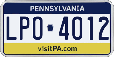 PA license plate LPO4012