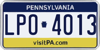 PA license plate LPO4013
