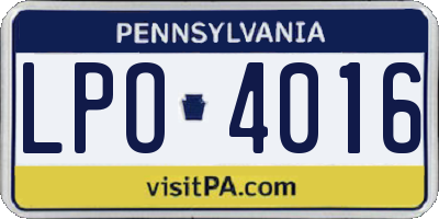 PA license plate LPO4016