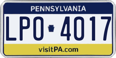 PA license plate LPO4017