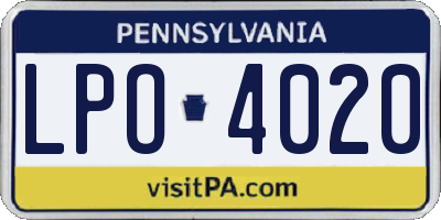 PA license plate LPO4020