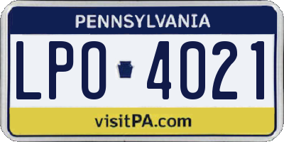 PA license plate LPO4021