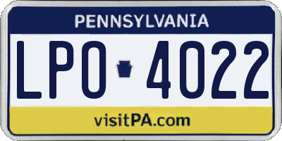 PA license plate LPO4022