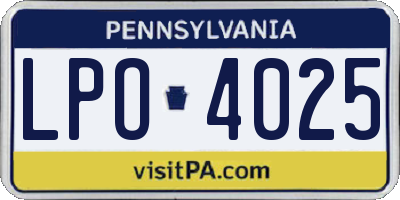 PA license plate LPO4025