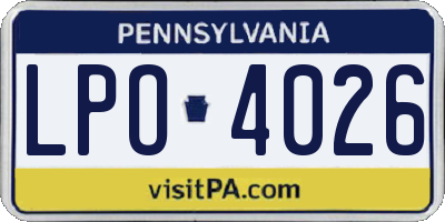 PA license plate LPO4026
