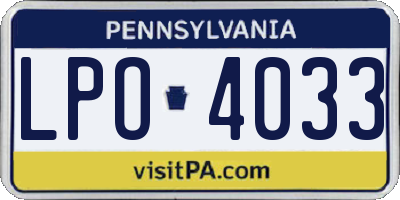 PA license plate LPO4033