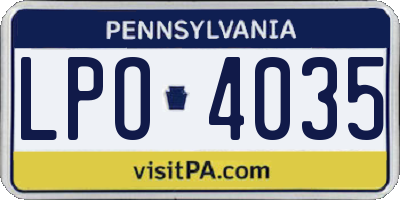 PA license plate LPO4035