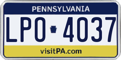 PA license plate LPO4037