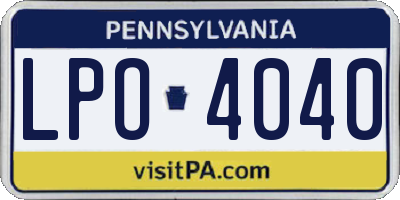 PA license plate LPO4040
