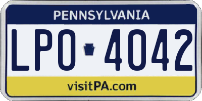 PA license plate LPO4042