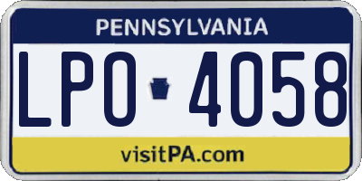 PA license plate LPO4058