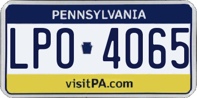 PA license plate LPO4065