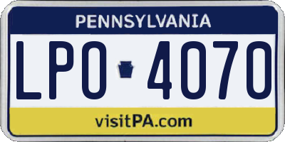 PA license plate LPO4070