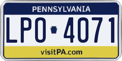 PA license plate LPO4071
