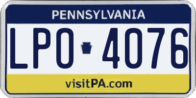 PA license plate LPO4076