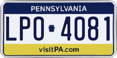 PA license plate LPO4081