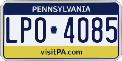 PA license plate LPO4085