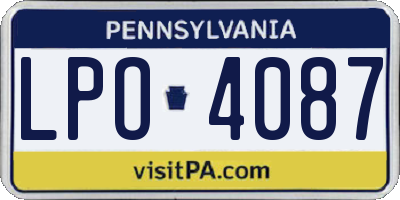 PA license plate LPO4087