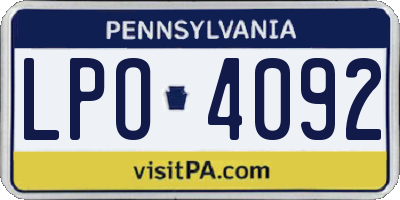 PA license plate LPO4092