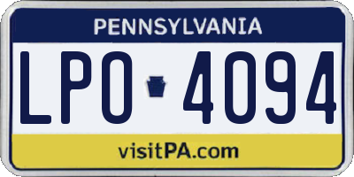 PA license plate LPO4094