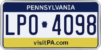 PA license plate LPO4098