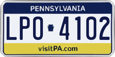 PA license plate LPO4102