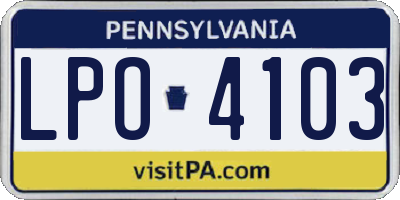 PA license plate LPO4103