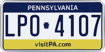 PA license plate LPO4107