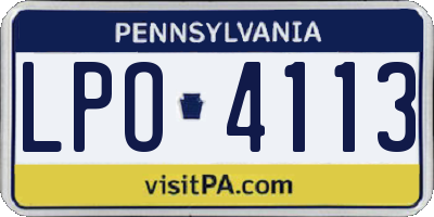 PA license plate LPO4113