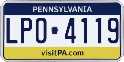 PA license plate LPO4119