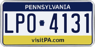PA license plate LPO4131