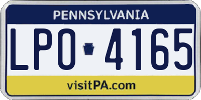 PA license plate LPO4165