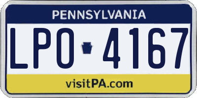 PA license plate LPO4167