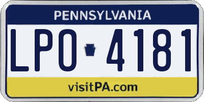 PA license plate LPO4181