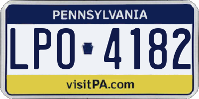PA license plate LPO4182