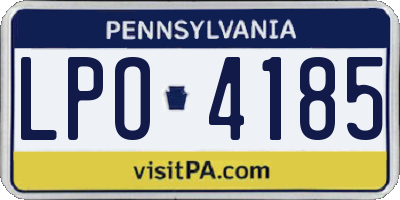 PA license plate LPO4185