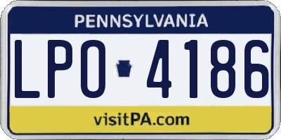 PA license plate LPO4186