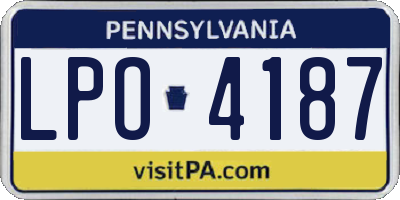 PA license plate LPO4187