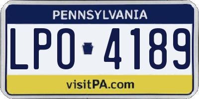 PA license plate LPO4189