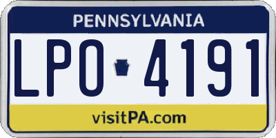 PA license plate LPO4191