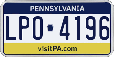 PA license plate LPO4196