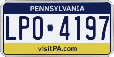 PA license plate LPO4197